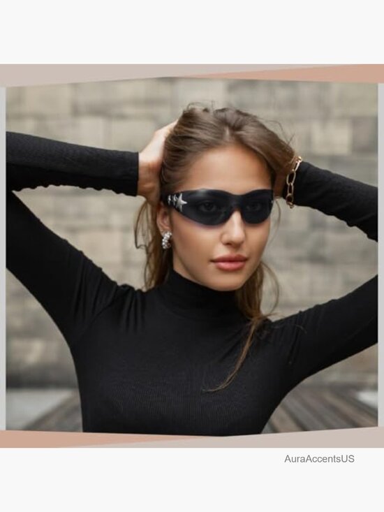 6 Pairs Y2k Sunglasses Shield Wrap Around Oversized Frameless Sun Glasses main image 4